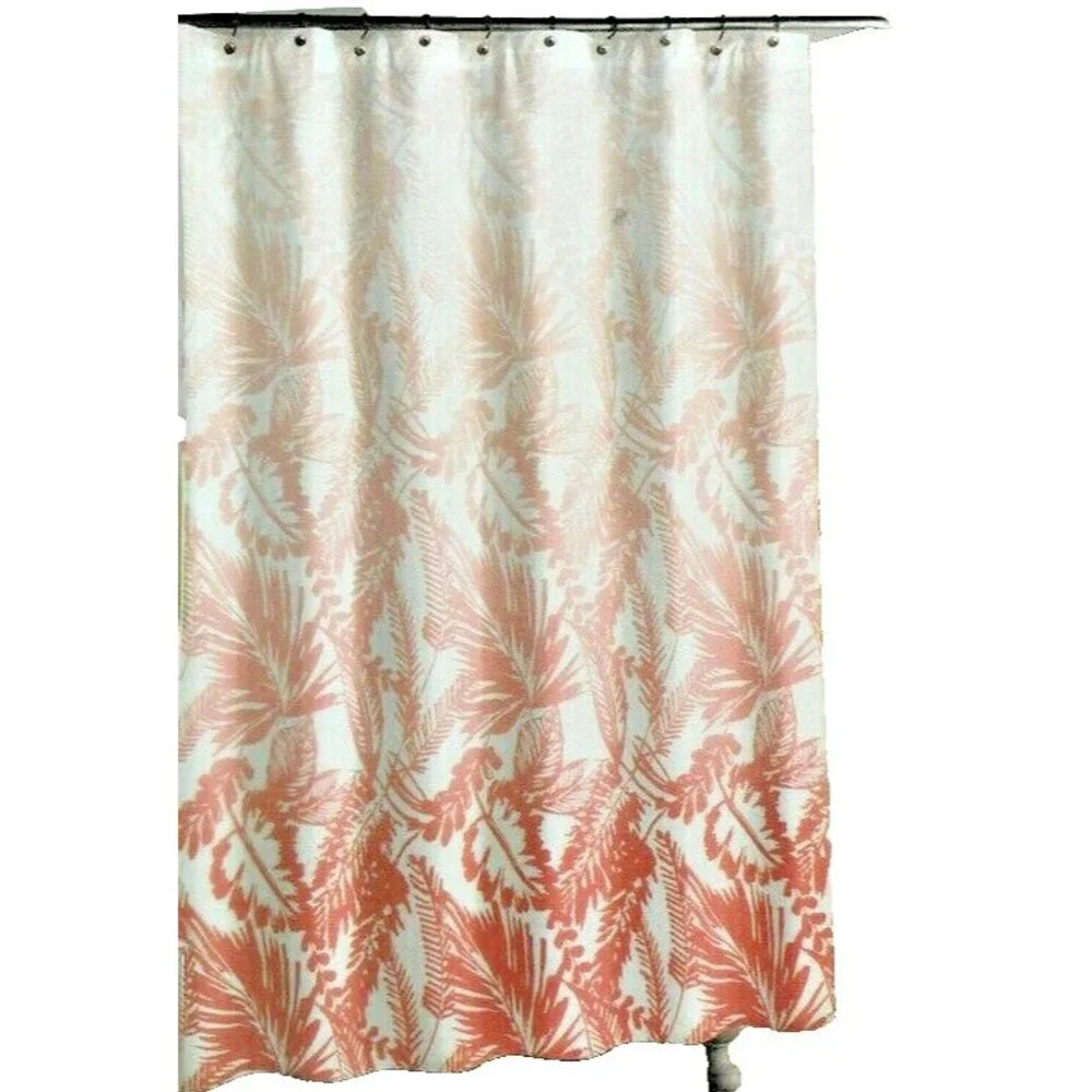 Wild Jungle Palm Fabric Shower Curtain Pink White 72x72 Summer Beach House